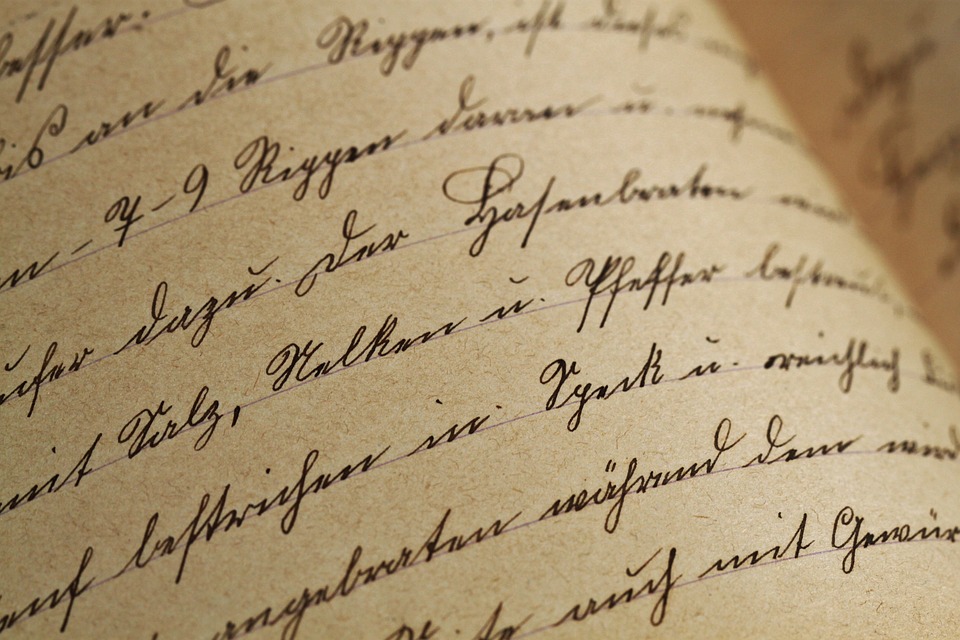 rukopis v knížce